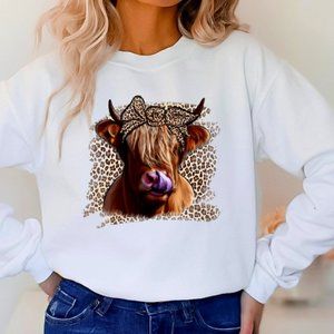 Leopard Highland Cow Sweatshirt